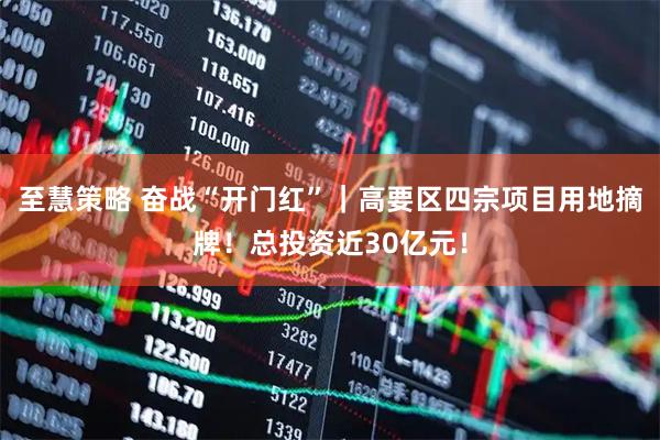 至慧策略 奋战“开门红”｜高要区四宗项目用地摘牌！总投资近30亿元！